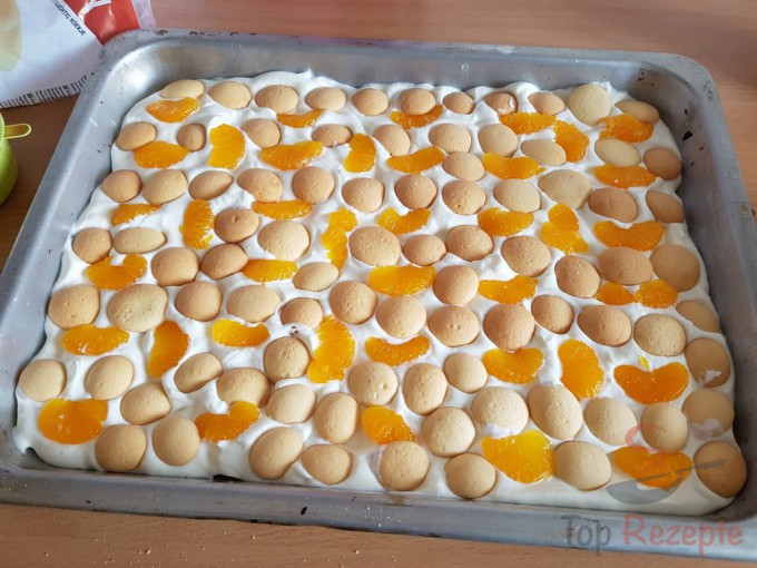 Rezept Die perfekte kalte Torte mit Quark-Sahne-Creme, Mandarinen und Puddingguss