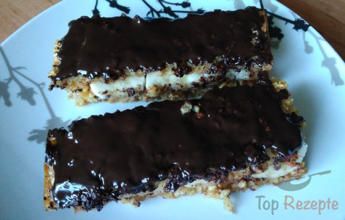 Rezept Bananen-Haferflocken-Kuchen mit Schokolade überzogen