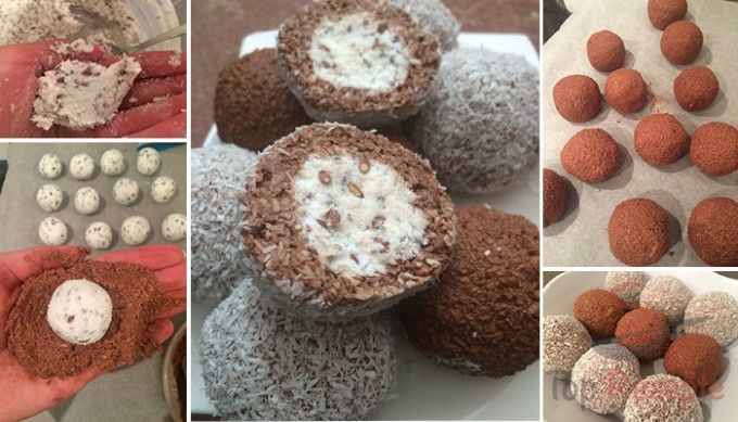 Rezept Zweifarbige FITNESS Kokos-Quarkkugeln ohne Zucker, Mehl und Eier